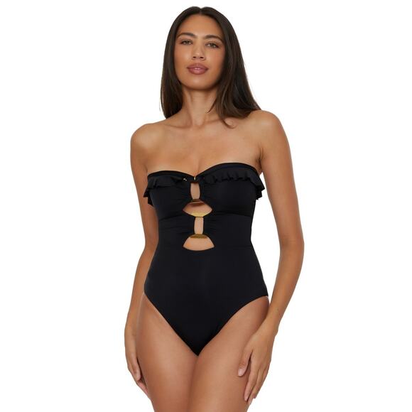 Soluna Women's Buckle-Up Convertible One-Piece Swimsuit, Black Size L 0348 - Picture 1 of 3